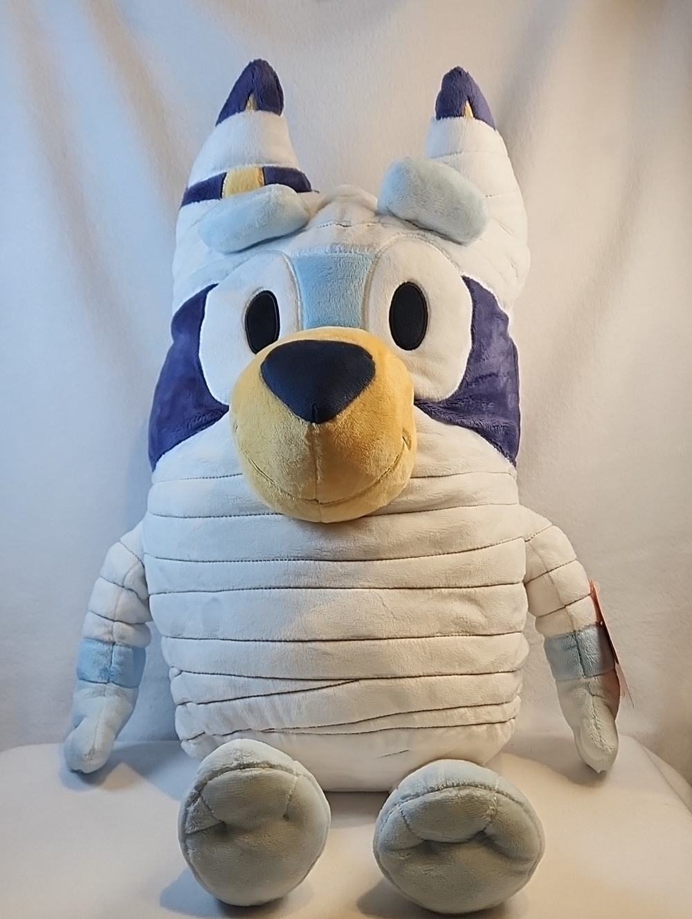 Plush Bluey & White Halloween MUMMY Cartoon Dog Stuffed Animal - Soft Cuddly Toy